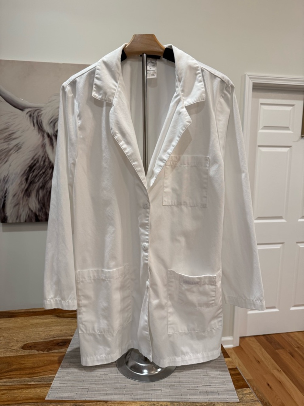 Cherokee Women’s 5-Pocket Scrub Lab Coat: White, Size 14